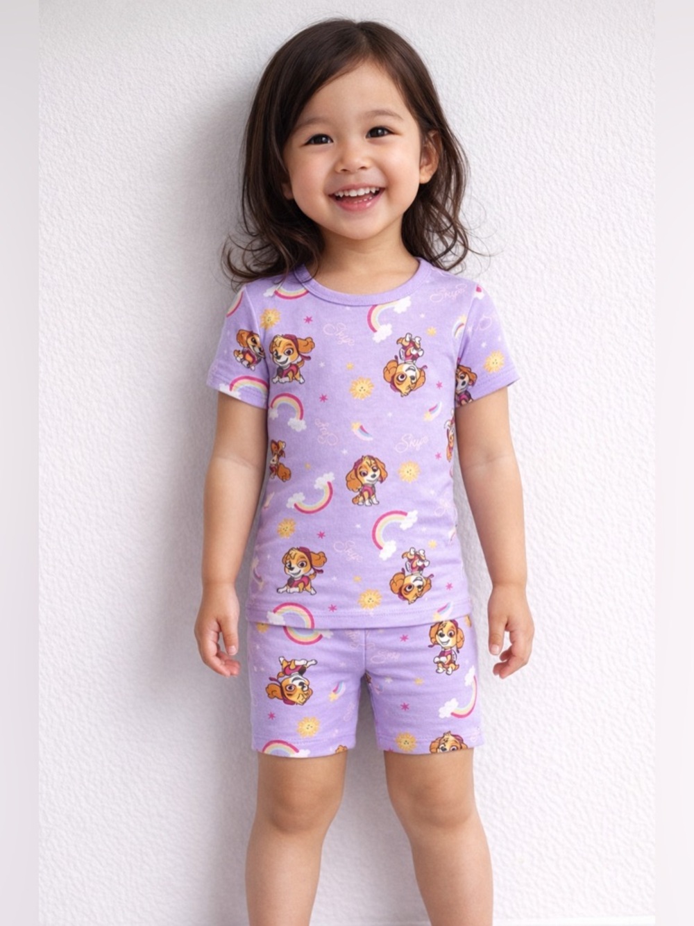 H & M kids PAW Patrol™ Cotton Print Skye rainbow girls Pajama Set purple 4T